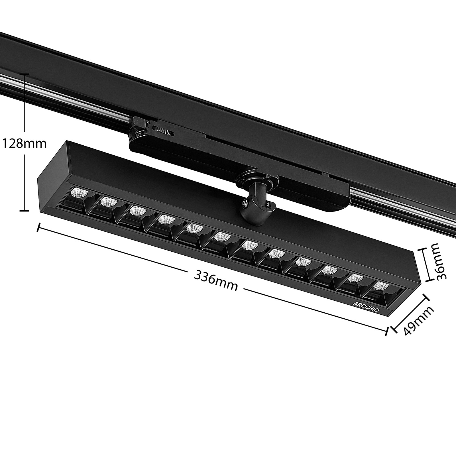 Arcchio Millay LED-rail-spot zwart 3000K