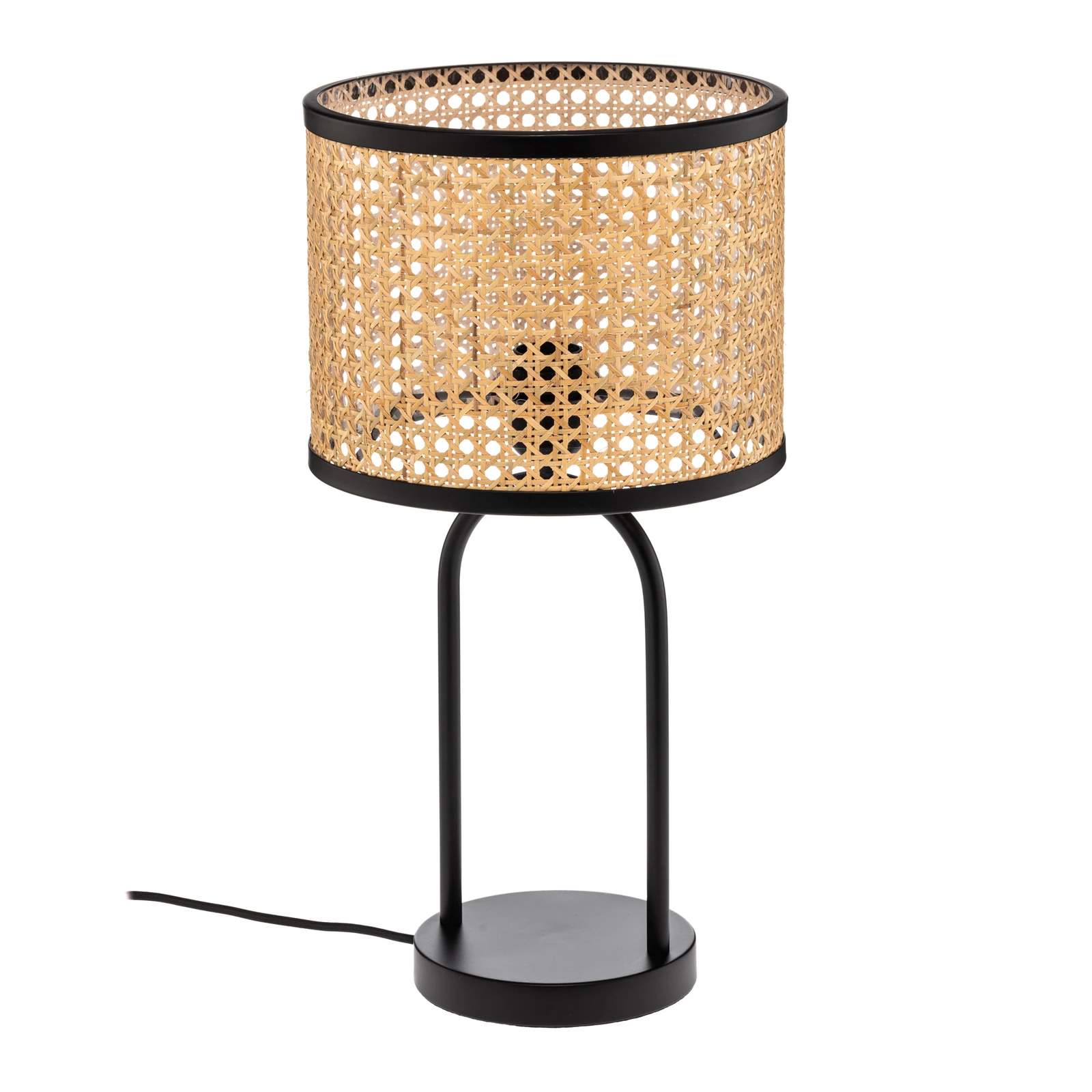 Lindby tafellamp Yaelle, 50 cm hoog, rotan, zwart, E27