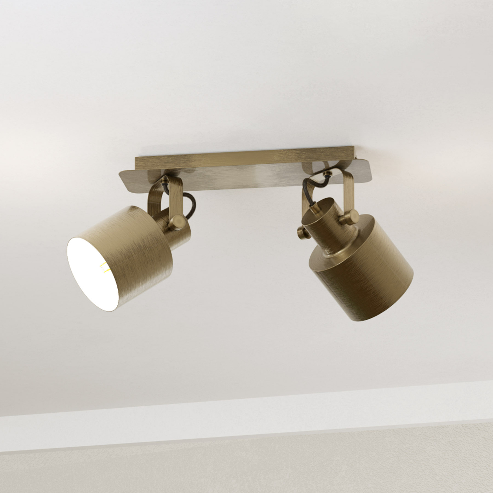Spot plafond Southery à 2 lampes crème-doré brossé