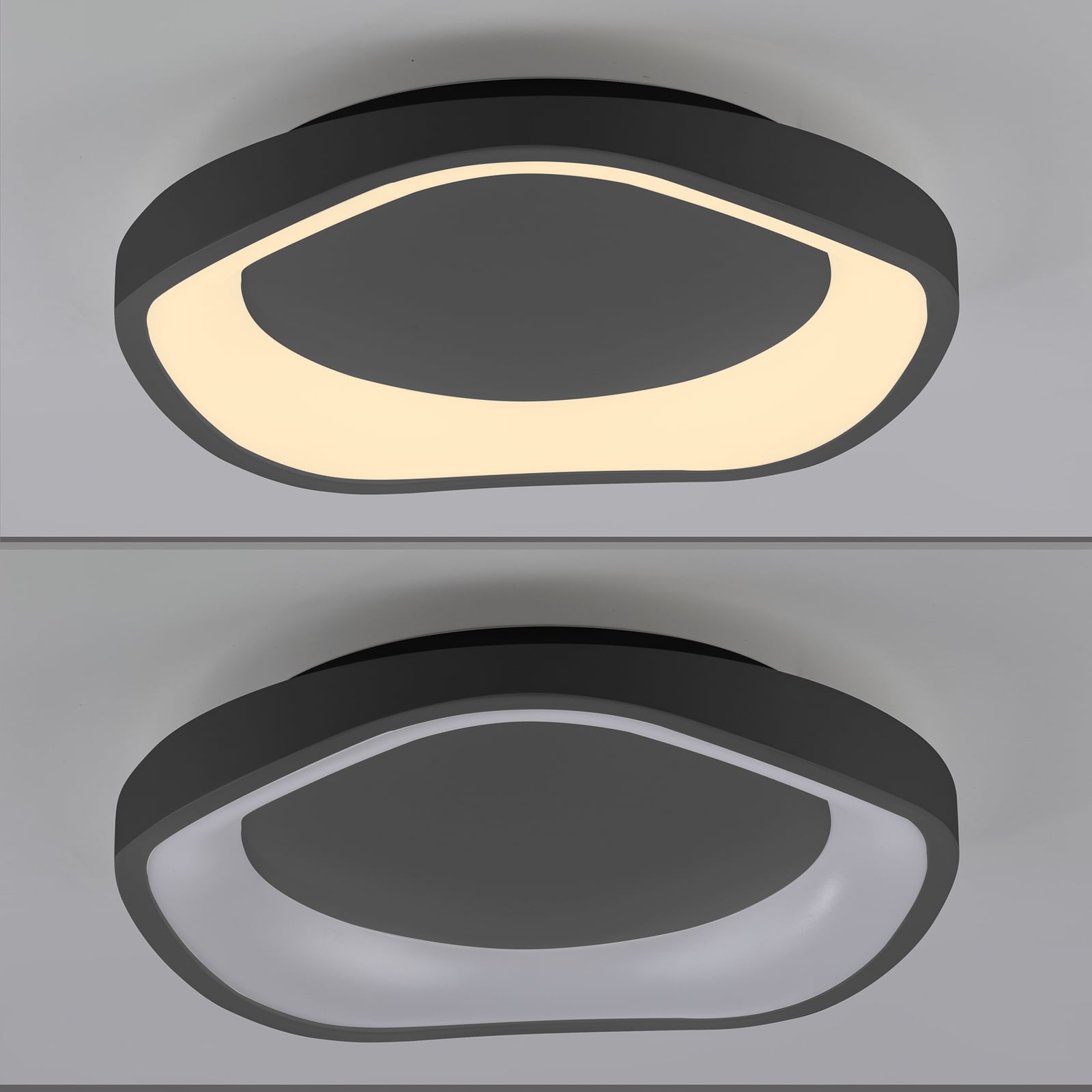 LED lubų šviestuvas „MONTA“, juodos spalvos, skersmuo 40 cm, metalinis,