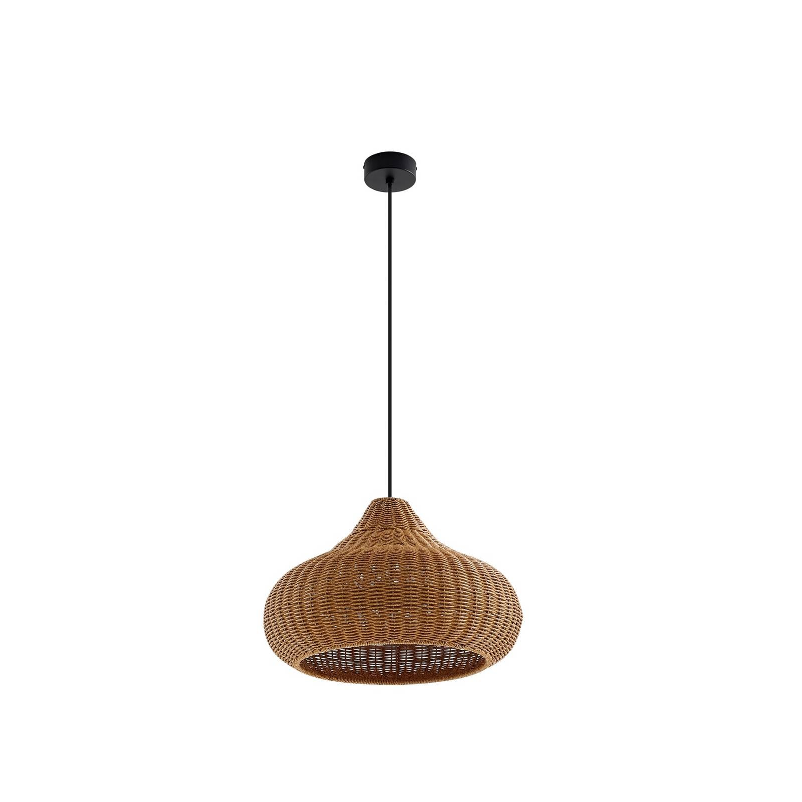 Lucande Außenhängelampe Taniola, 1-flg., beige, Rattan, IP44
