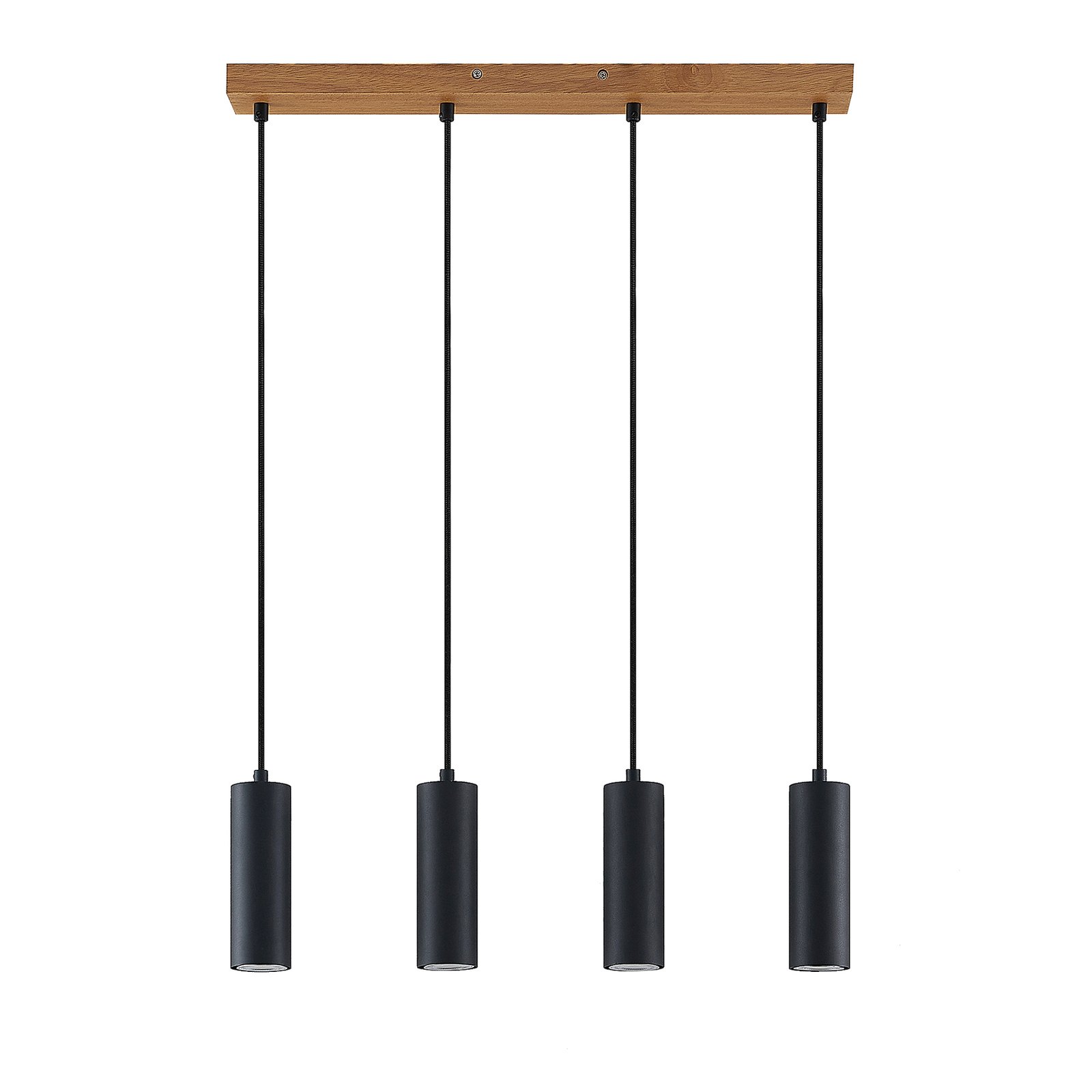 Maniva 4 Hanglamp Black/Wood - Lindby