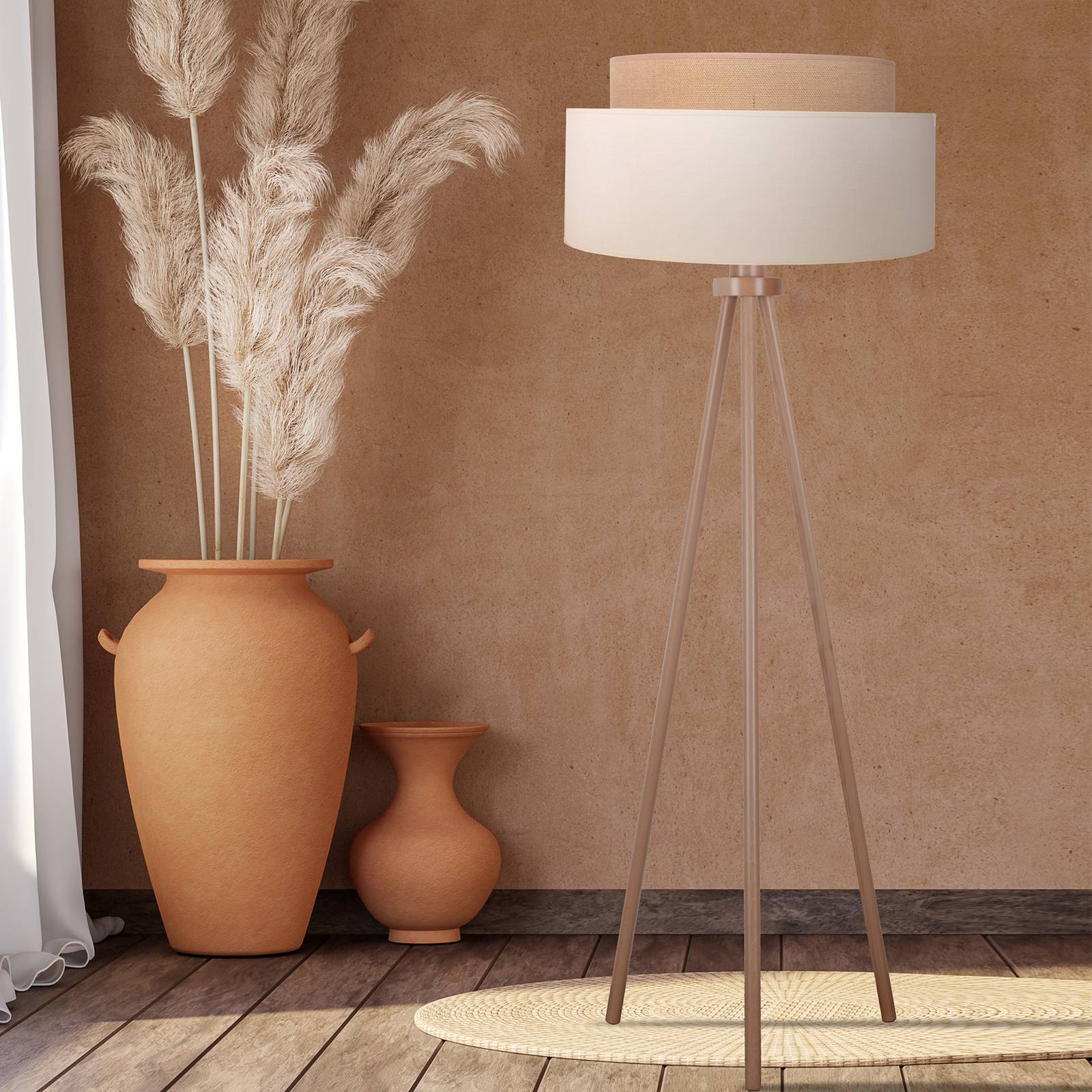 Lampa stojąca Boho, trójnóg ecru/juta 145 cm