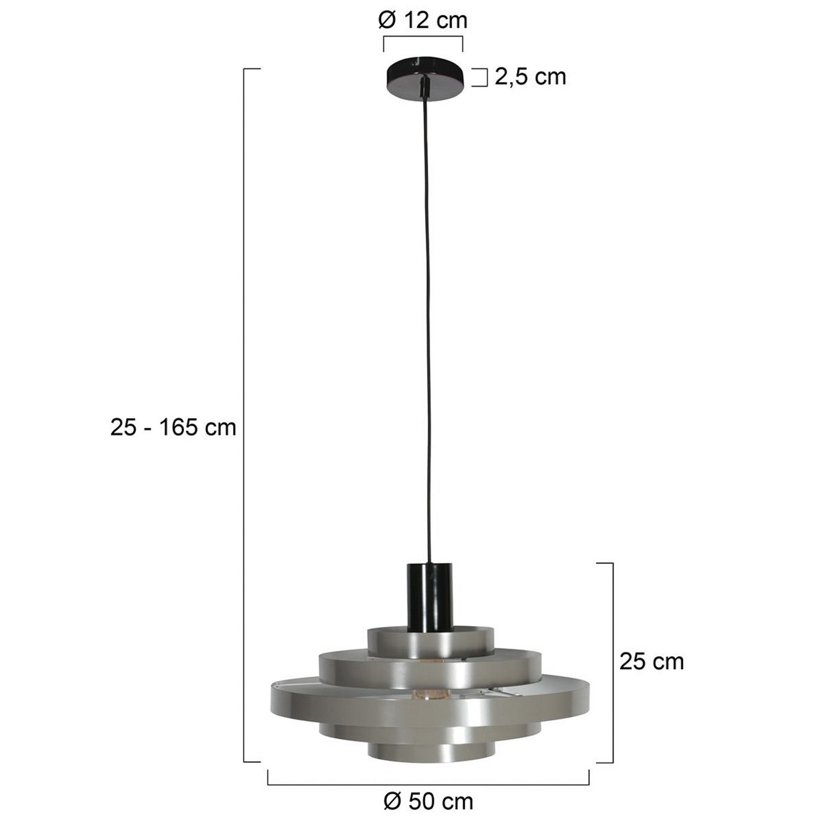 Steinhauer Lampă suspendată Halo Cirque gri metal Ø 50 cm E27 - Camera de zi / sufragerie - Modern