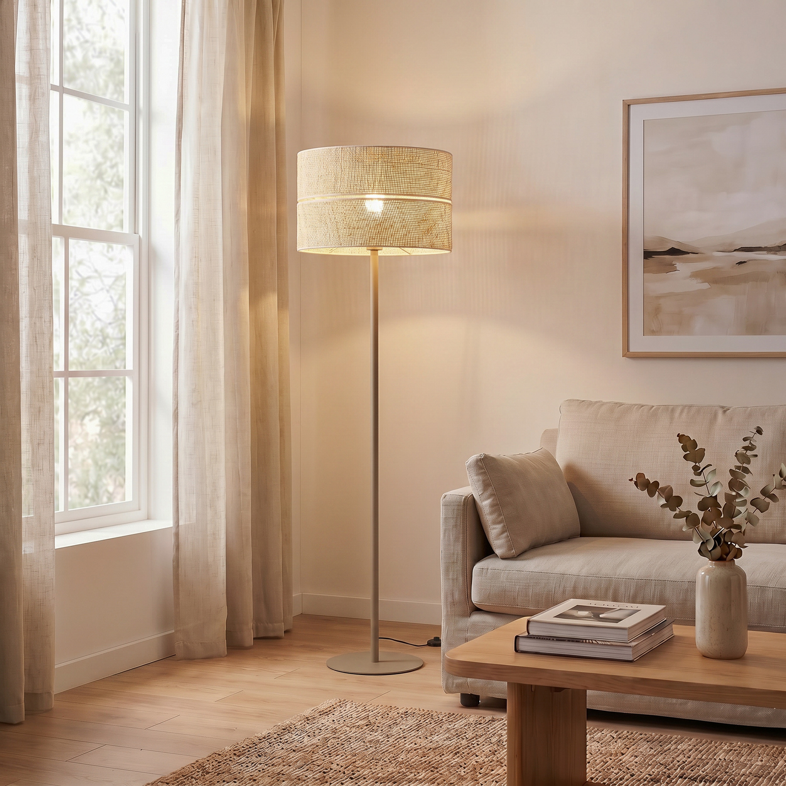 Stovas Calma, smėlio spalvos, raštas, aukštis 159 cm, E27