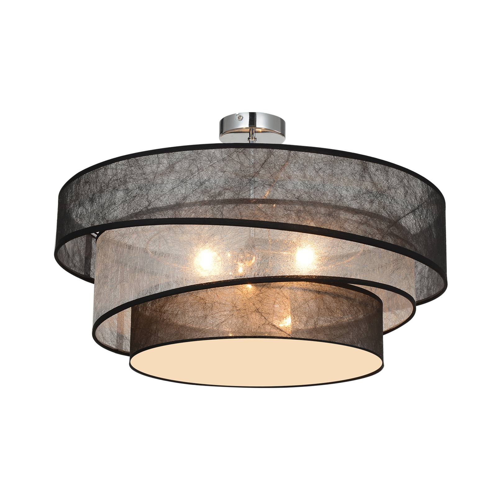 Lindby Ayvira plafondlamp, zwart, zilver