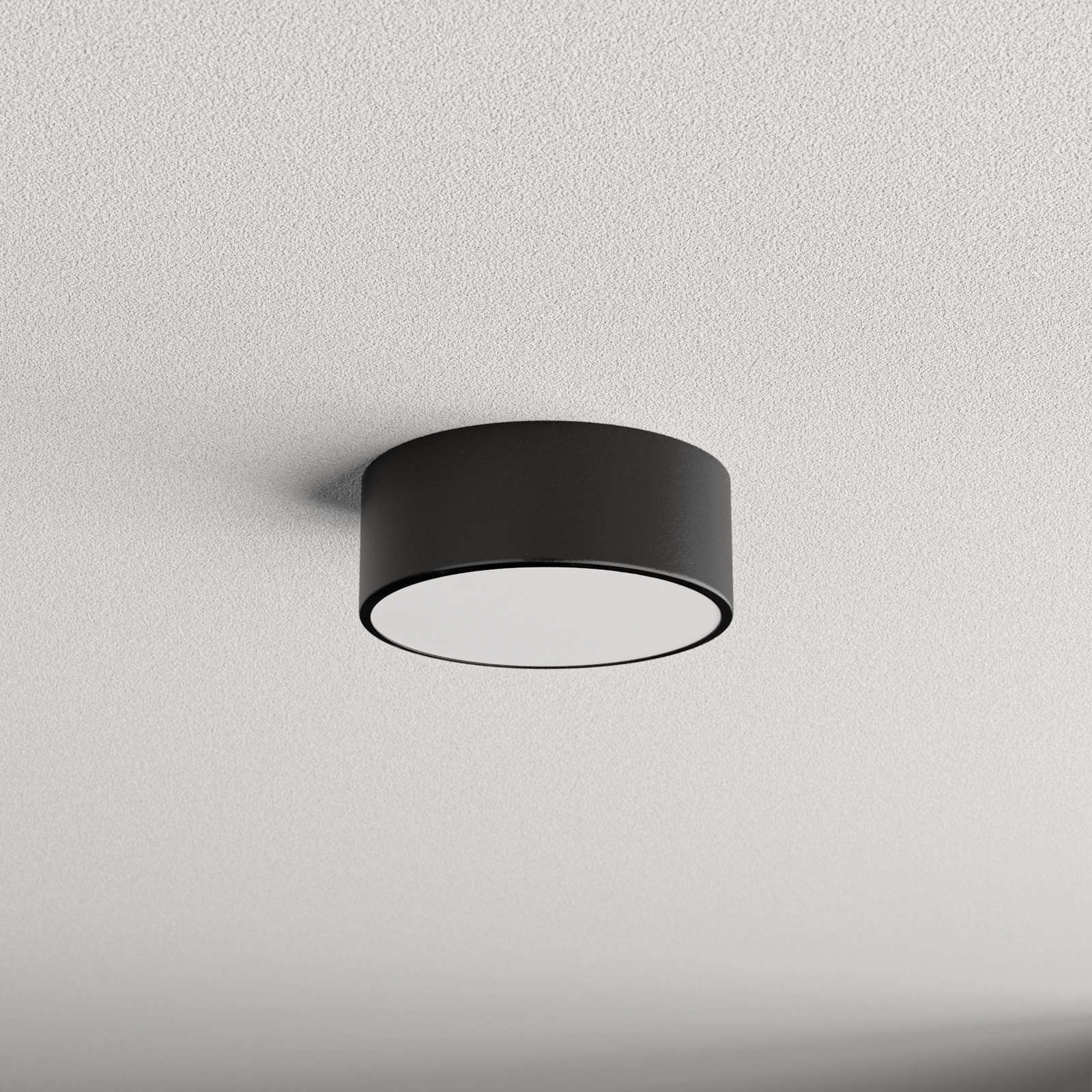 Deckenlampe Cleo 200, schwarz, Sensor, IP54, Ø 20 cm, Metall