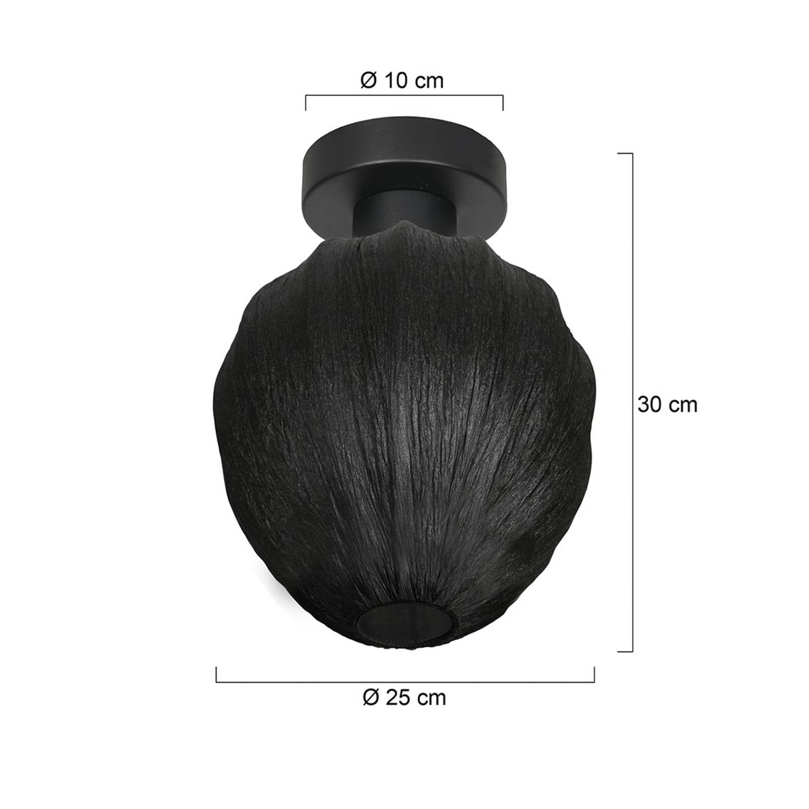 Steinhauer Bloeba ceiling lamp, black, Ø 25 cm, linen/metal