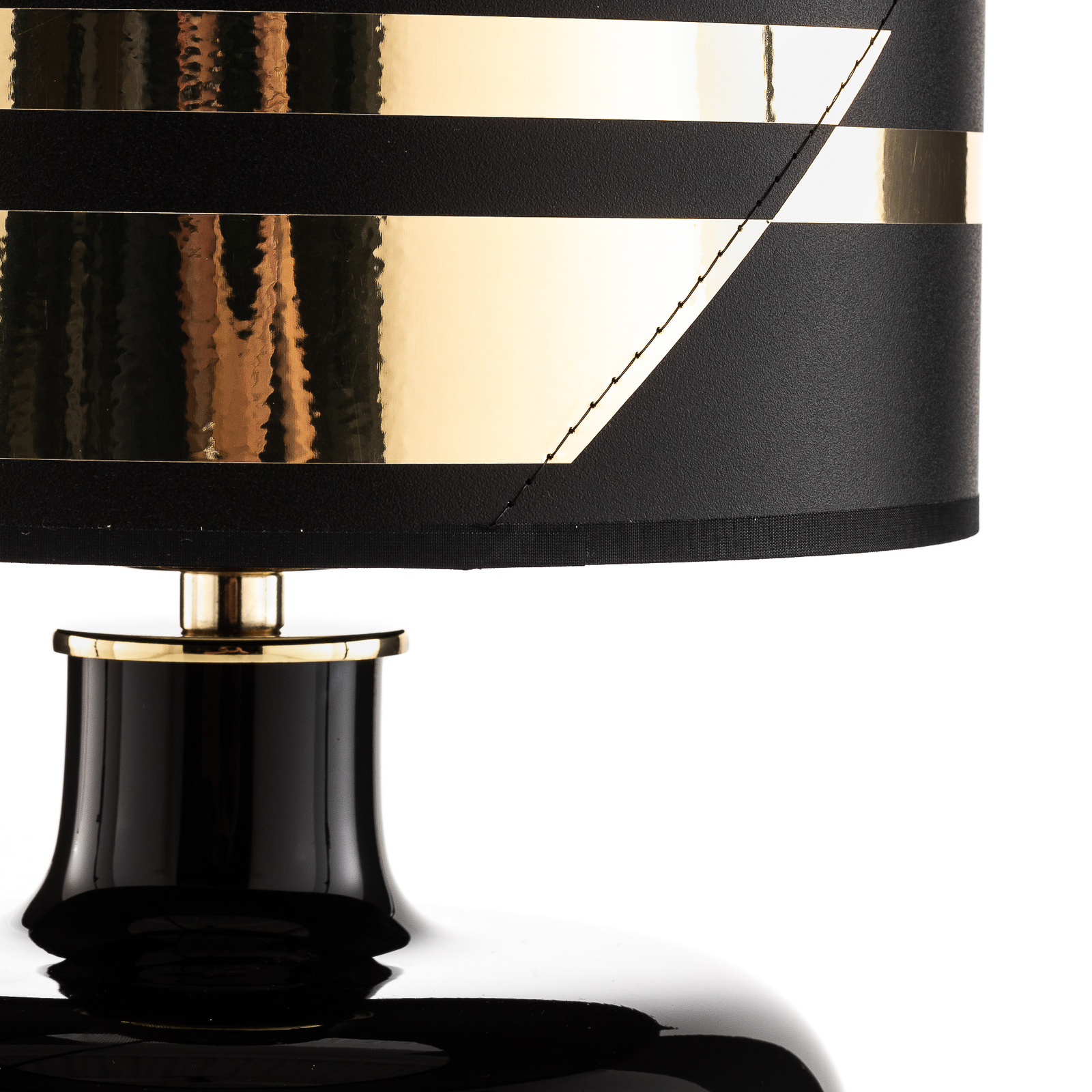 Textilní stolní lampa Bodo, černo-zlatá