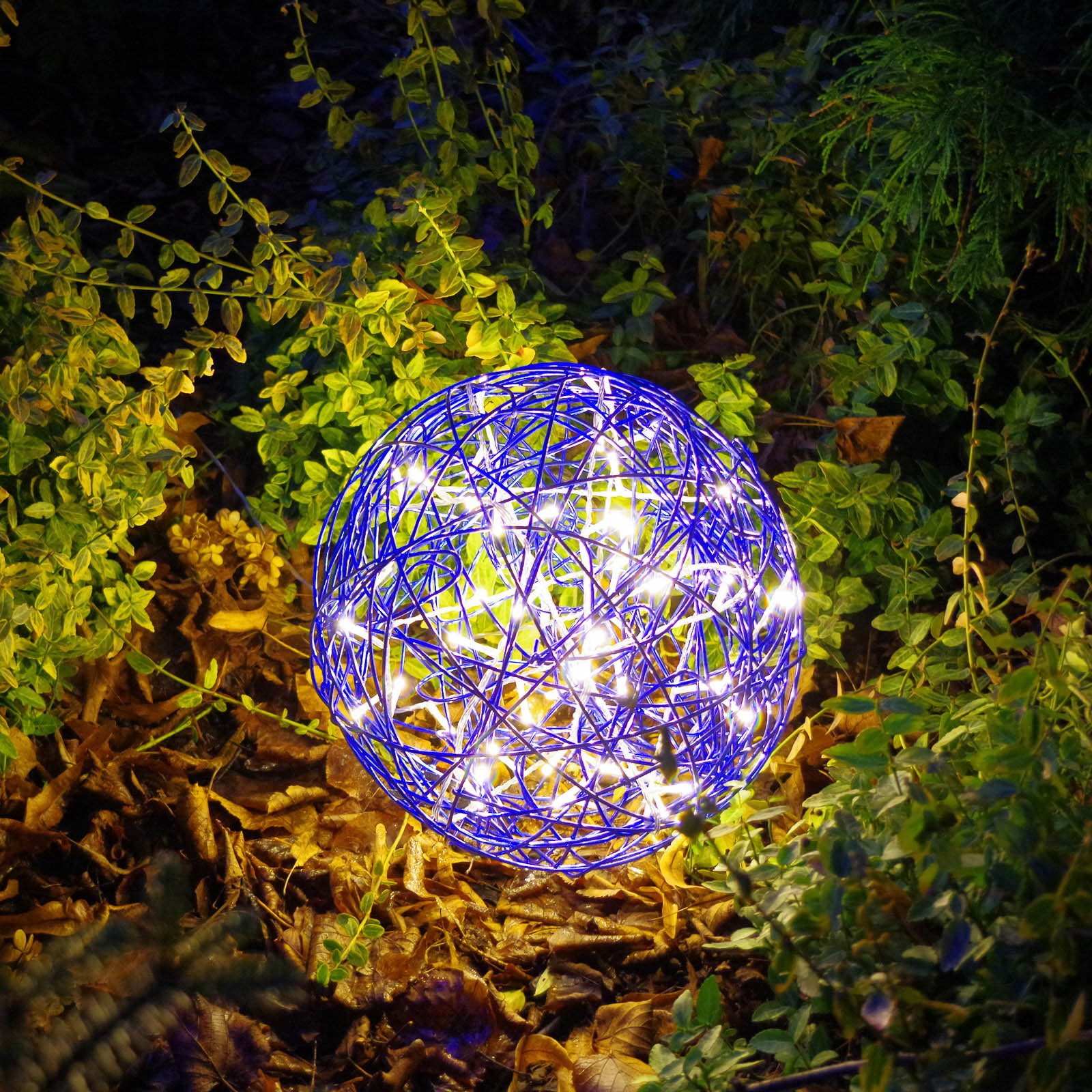 Designerska kula LED Galax Fun, Ø 30 cm, niebieska