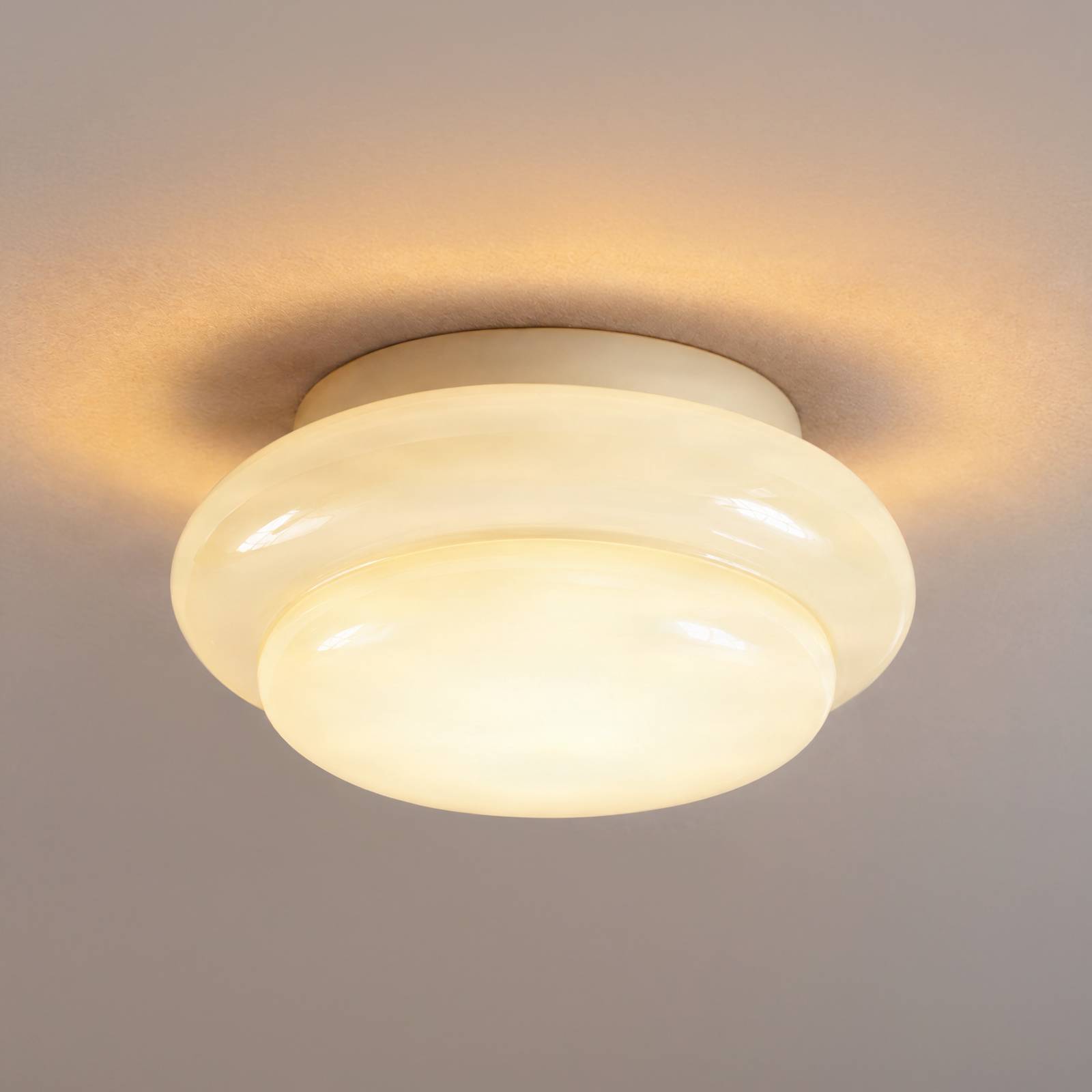 Lampa sufitowa Lucande Leilani, Ø 35 cm, żółta, E27, szkło