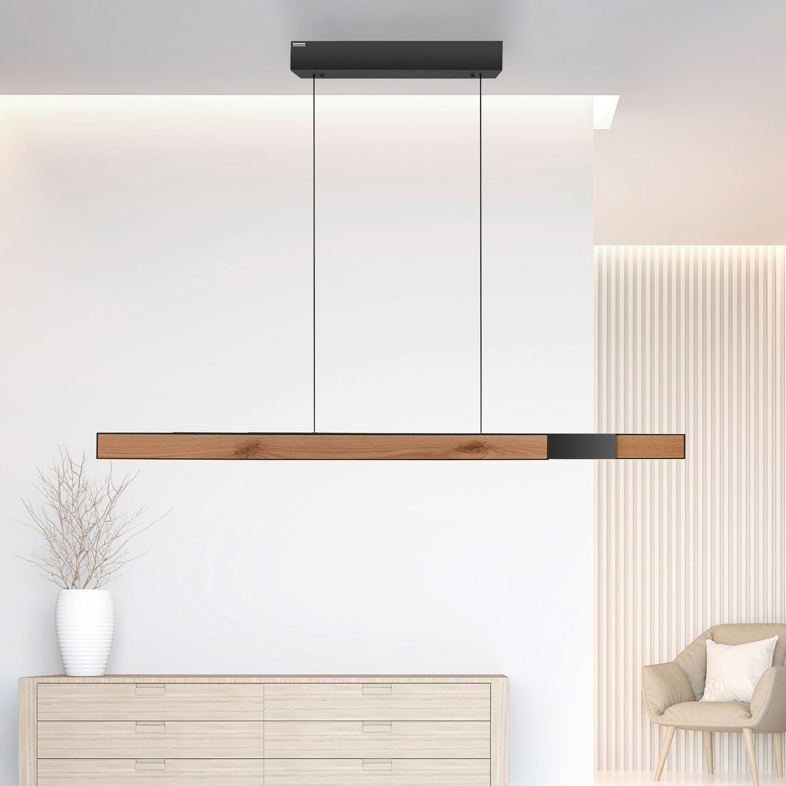 Suspension LED Moto-Rise, chêne/noir perle, aluminium, CCT - PURE Suspension LED Moto-Rise, chêne/noir perle, aluminium, CCT - PURE