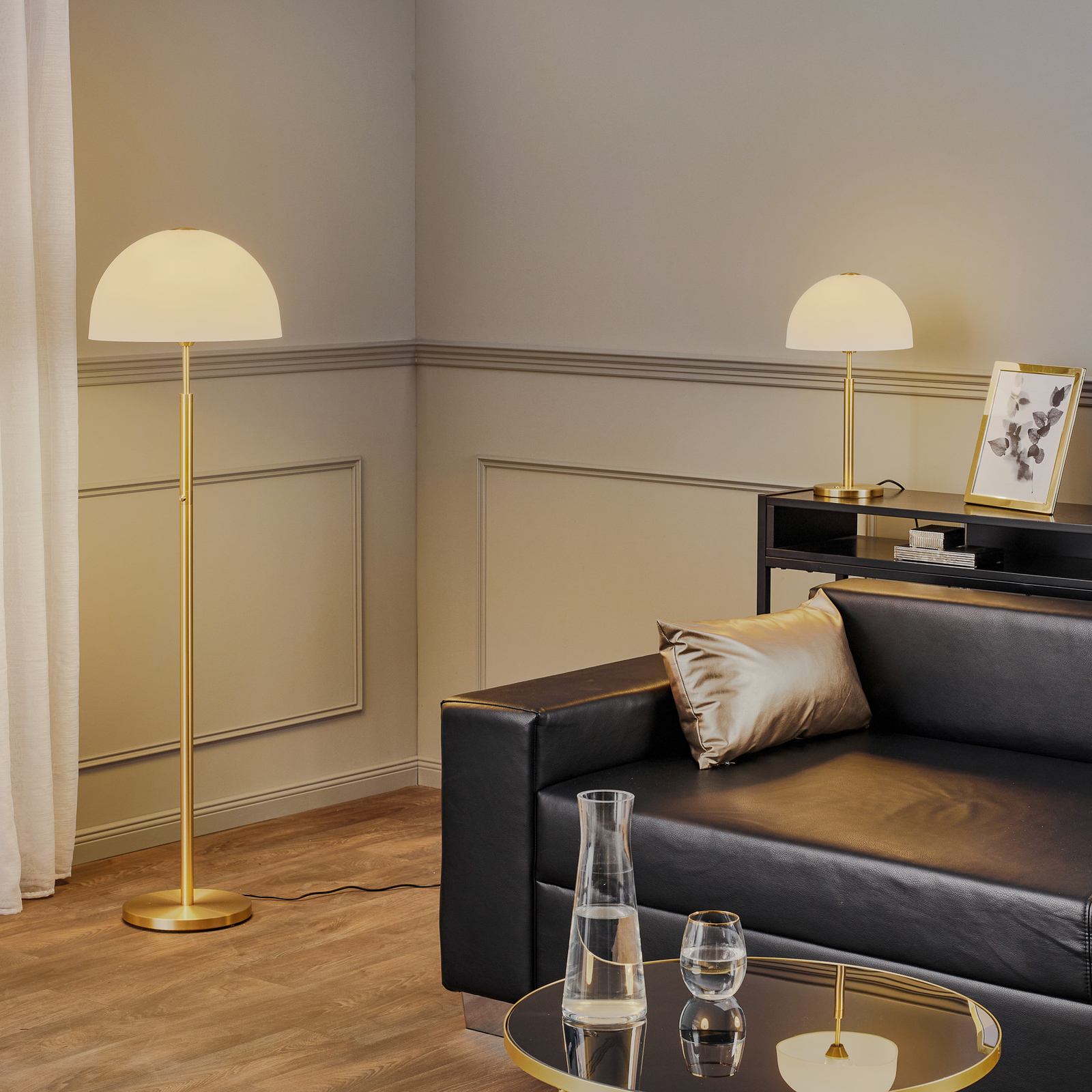 Rothfels Laurena LED floor lamp glass, brass
