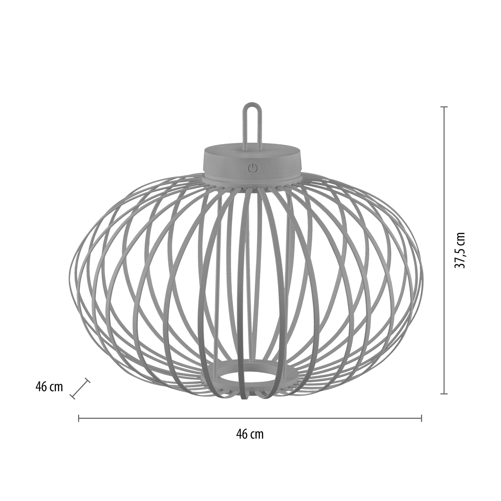 JUST LIGHT. LED-Akku-Tischlampe Akuba grau-beige 37cm Bambus