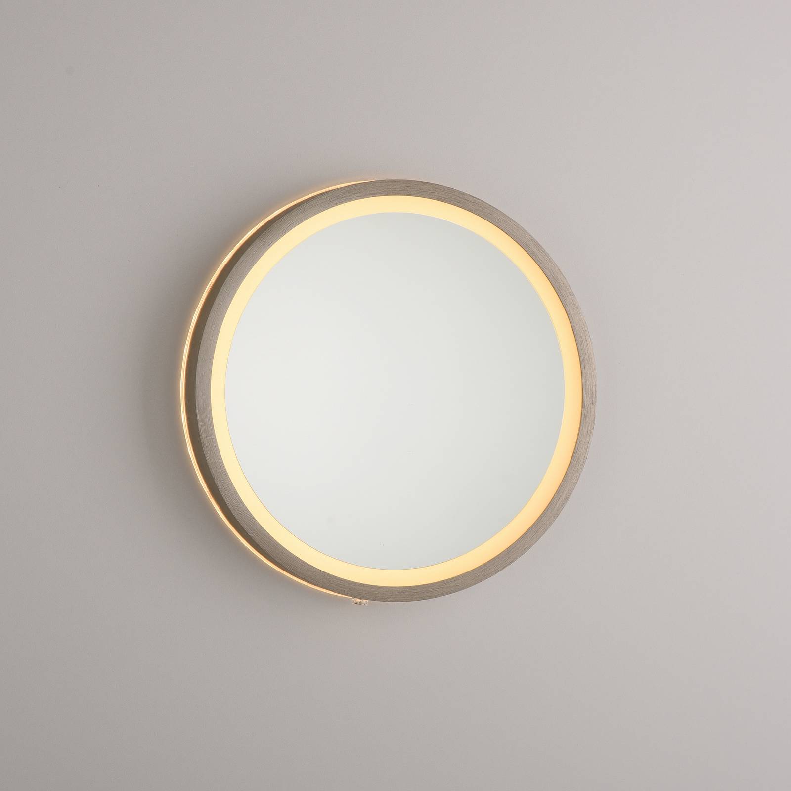 Lustro ścienne LED VIDRO, brązowe, Ø 26 cm, powerbank, przełącznik