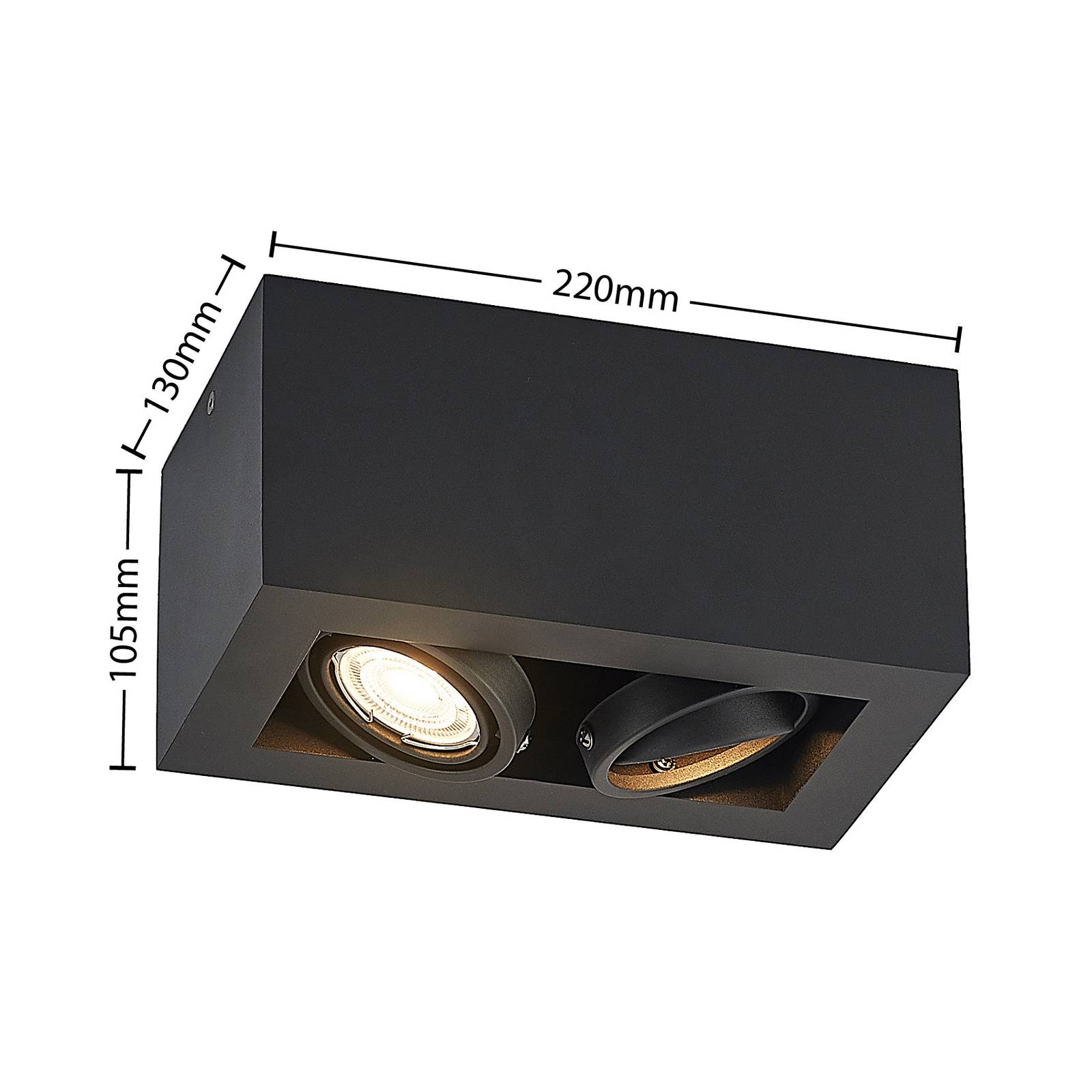 Arcchio Giyan downlight, 2-punktowy, czarny