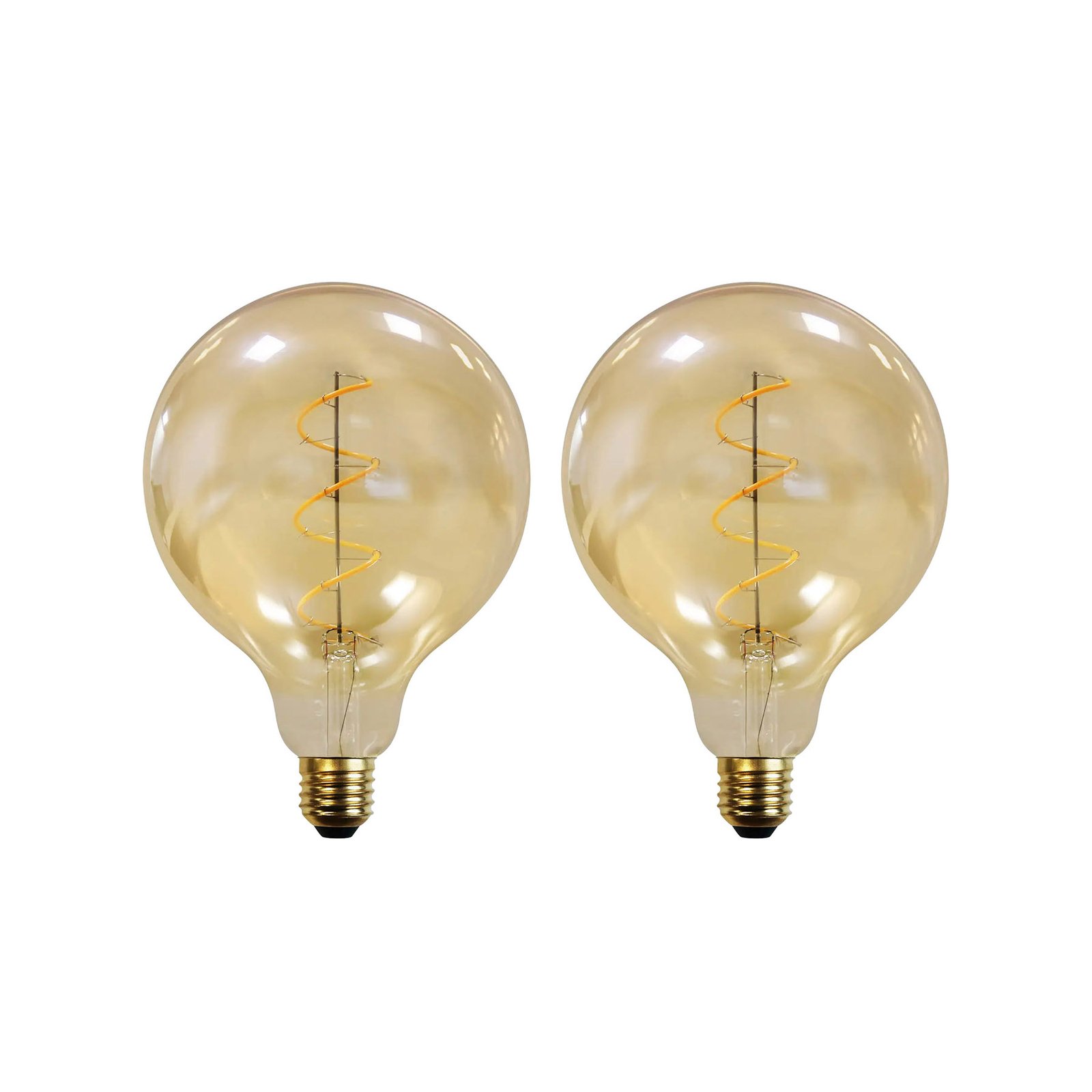 E27 3.8 W globe LED bulb G125 1,800 K amber 2-pack