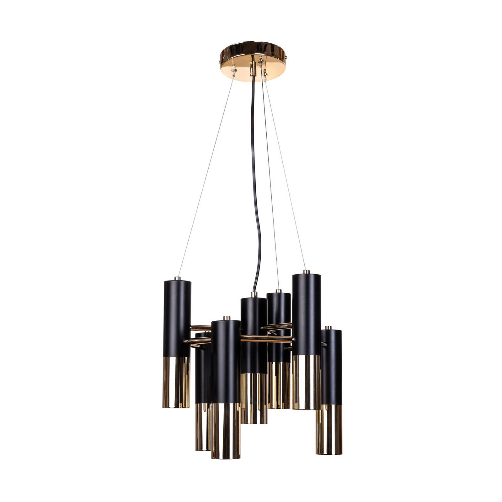 Lampa wisząca Orino, czarna/złota, metal, 7-punktowa, GU10