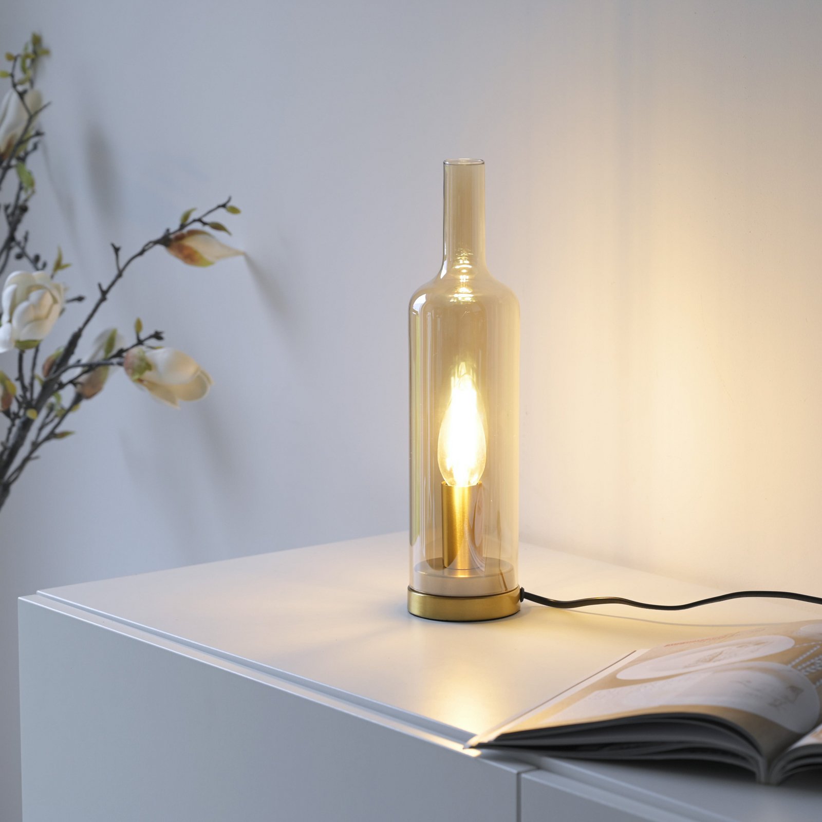 JUST LIGHT. tafellamp Bottle, amber, glas, E14