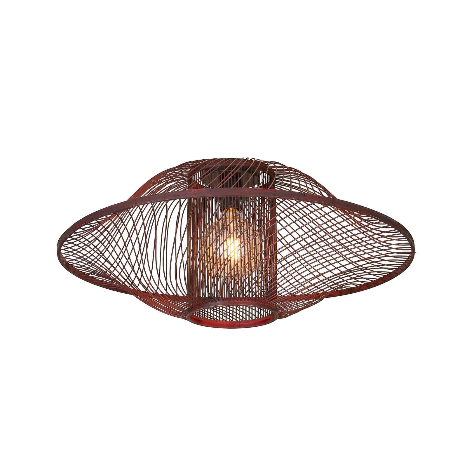 GOOD & MOJO Stropna lampa Maui, crvena, Ø 70 cm, bambus, E27