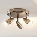 ELC Kalean takspotlight, nickel, 3 lampor