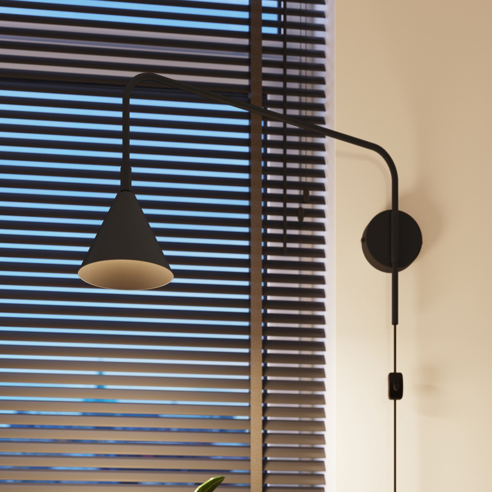 Wandleuchte LYS, schwarz, Ø 14 cm, Metall, Stecker, E14 Wandleuchte LYS, schwarz, Ø 14 cm, Metall, Stecker, E14