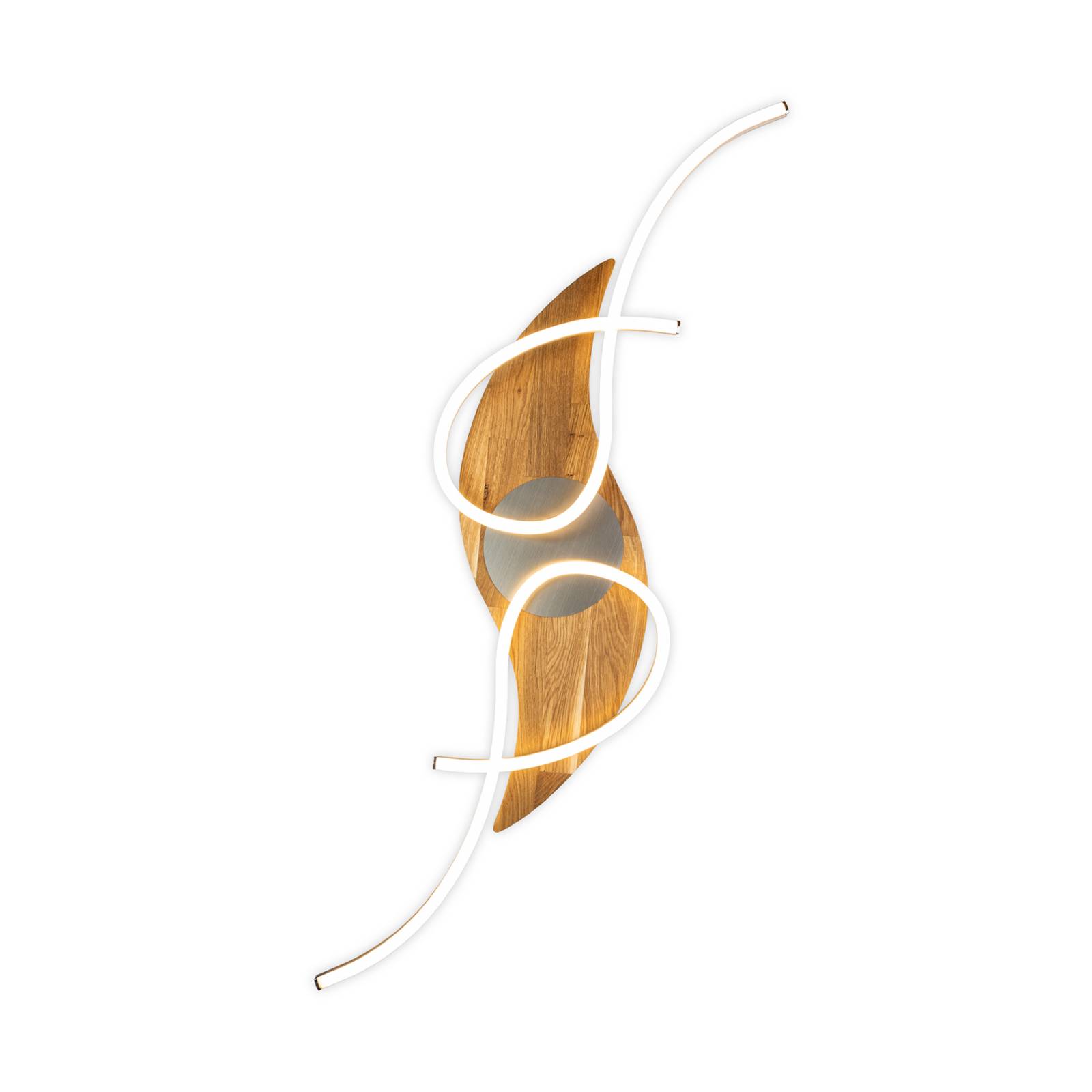 LED-Deckenleuchte Panama curved, eiche/nickel, Länge 128 cm günstig online kaufen