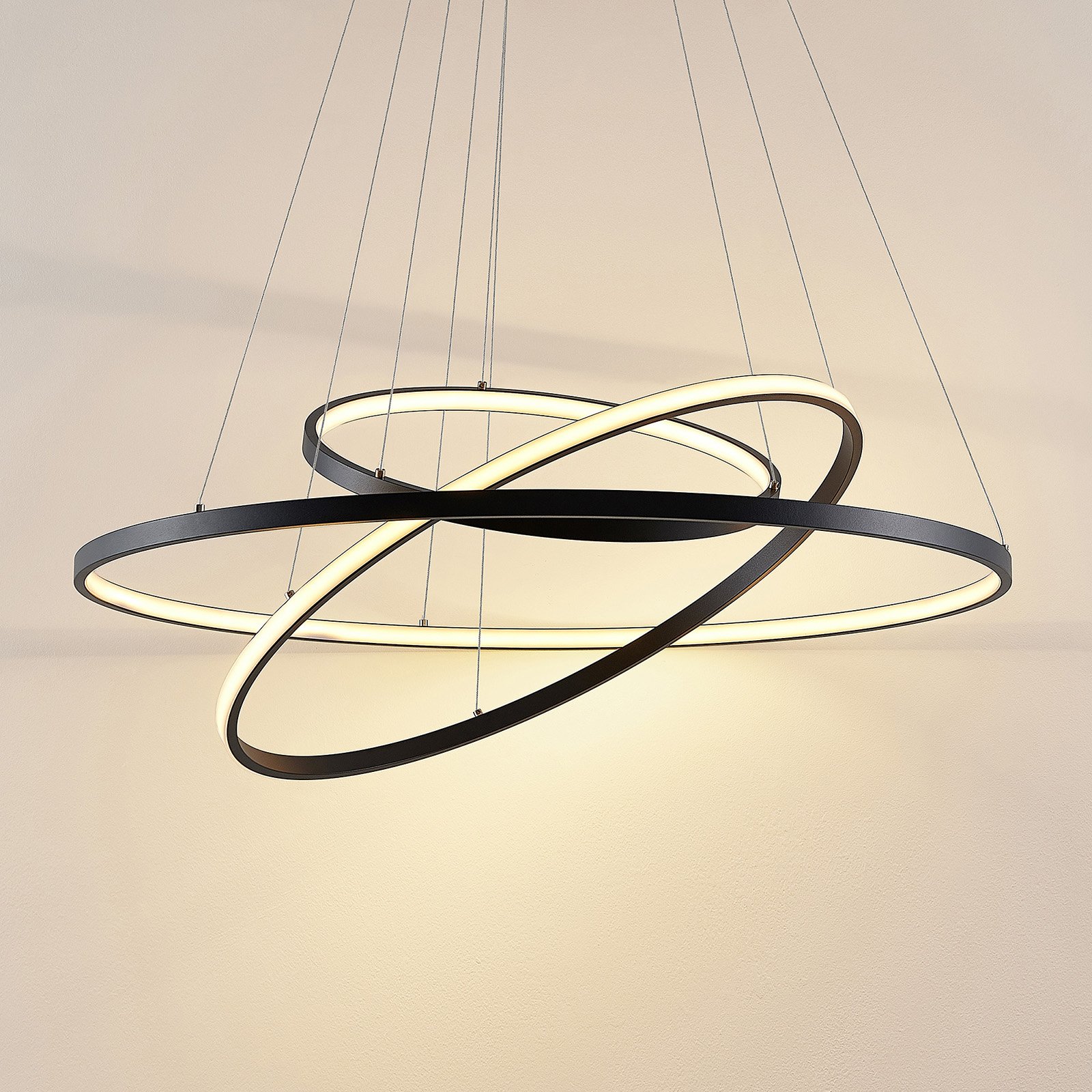 Lucande Filippa suspension LED avec 3 anneaux