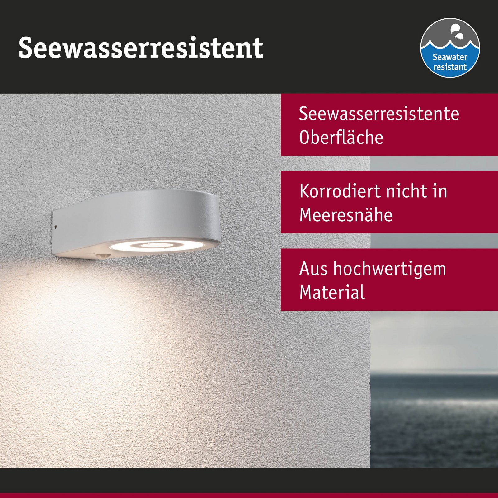 Silma Außen Wandleuchte m/Sensor SWR Weiß - Paulmann