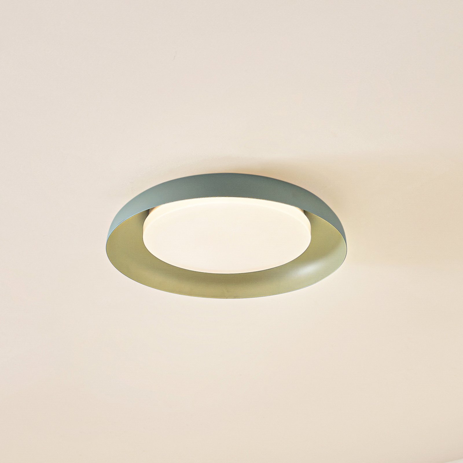 Lindby Plafonnier LED Florie, vert clair, PC, Ø 40 cm