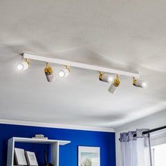 Faretto da soffitto Rondo bianco/oro a 6 luci
