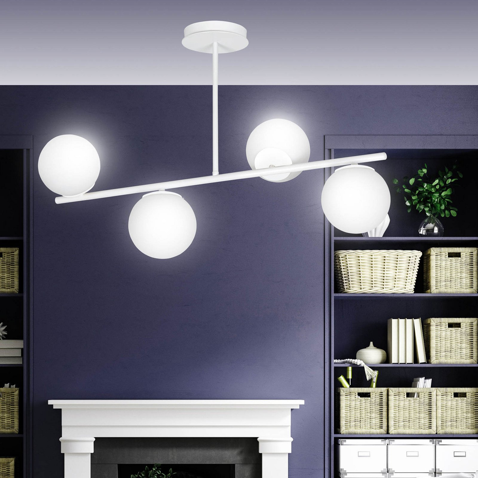 EMIBIG LIGHTING Plafonieră Kabo 1 braț alb 4 becuri - Camera de zi / sufragerie - modern - Sticlă