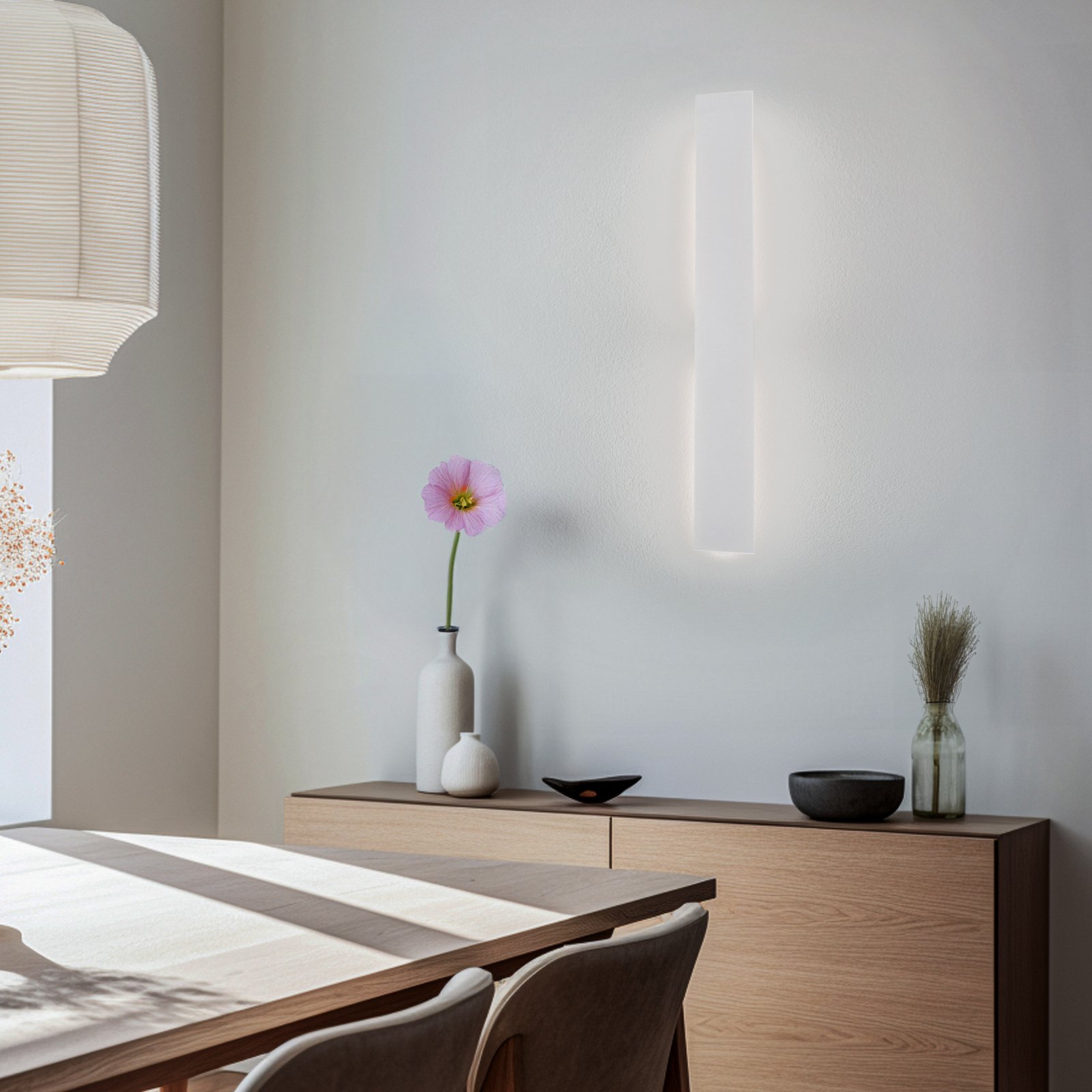 Kinkiet LED Navi, biały, wysokość 100 cm, metal, 3000 K