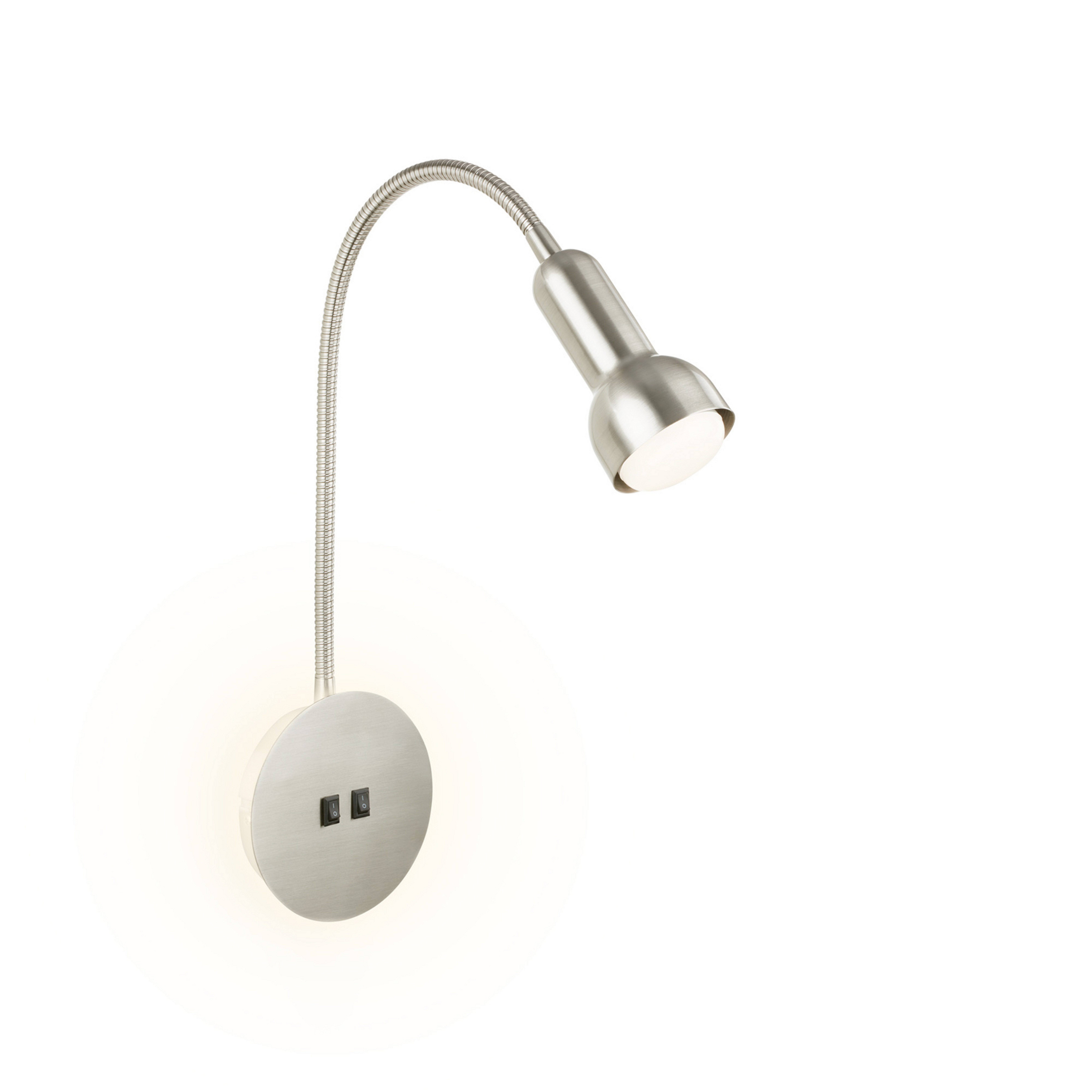 LED-vegglampe 2178012 dobbel bryter, matt nikkel