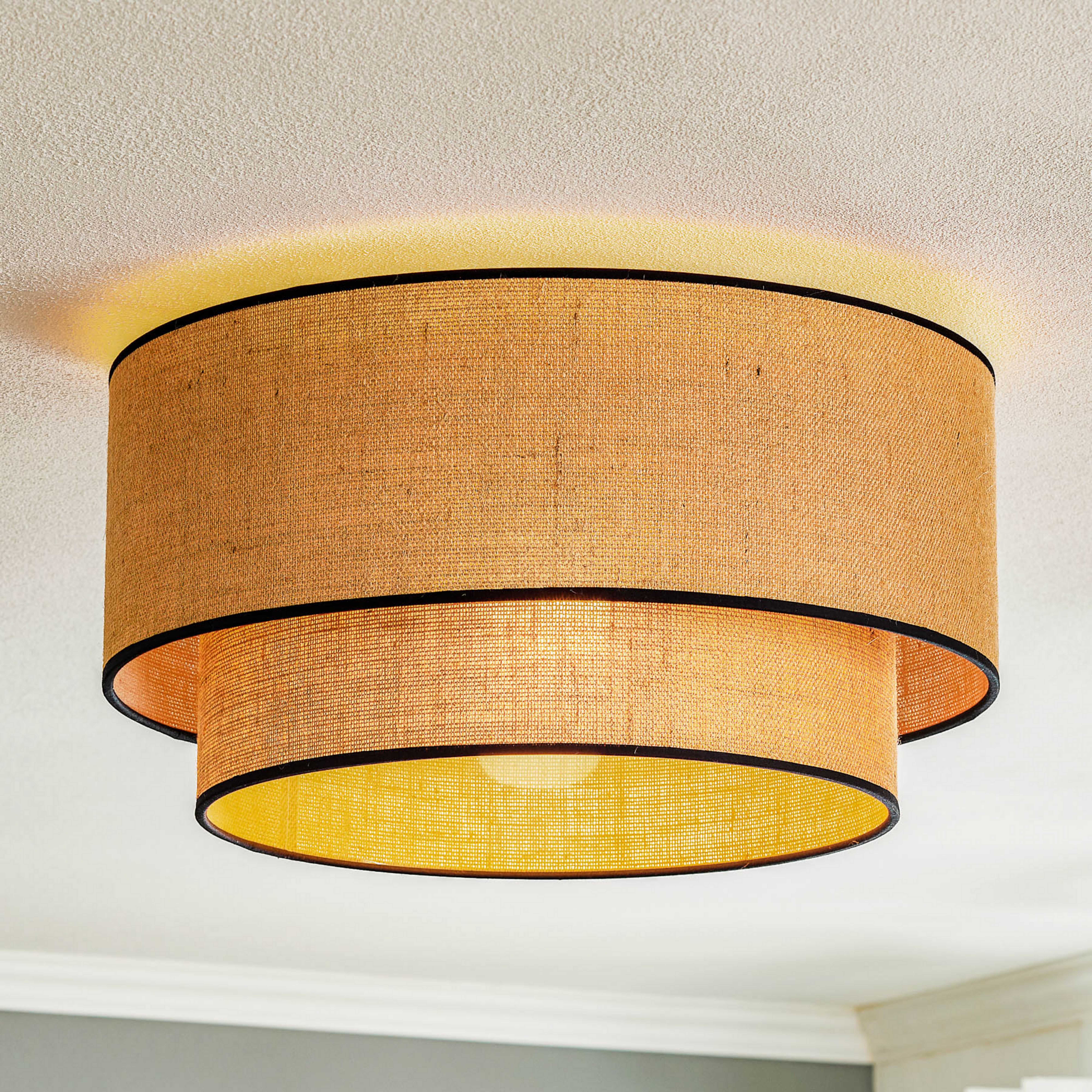 Lampa sufitowa Euluna Boho juta & czarny, naturalny/czarny, Ø45cm