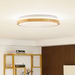 Lindby Plafonnier LED Emiva, source lumineuse en haut, CCT, bois