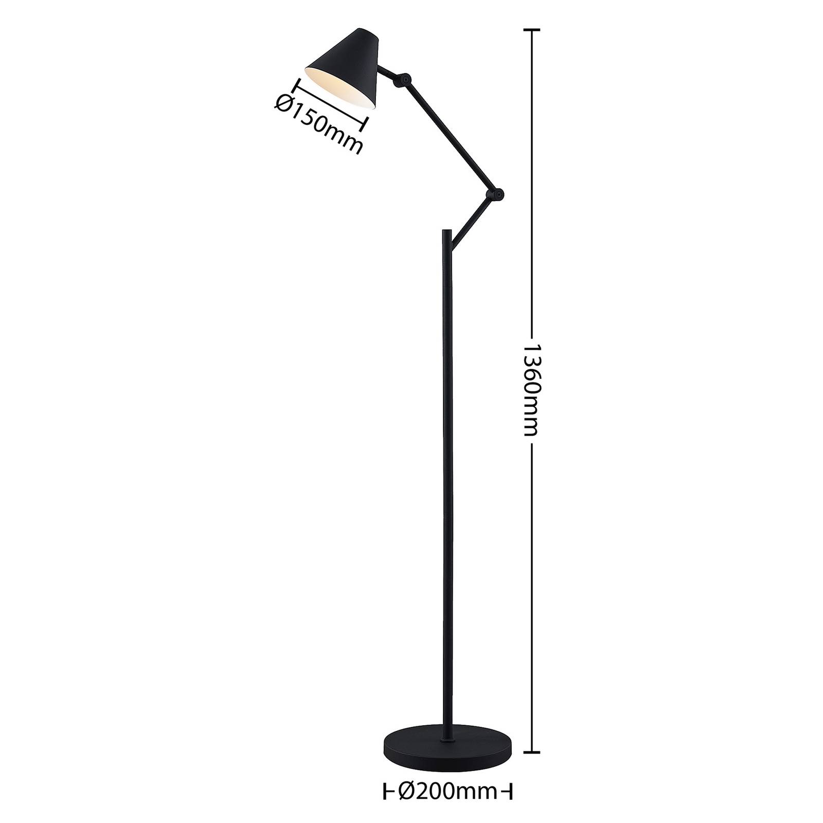 Lucande Phina lampa podłogowa czarna, regulowana