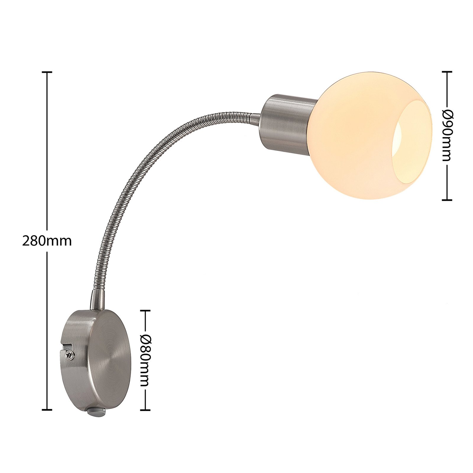 Lindby Lioma wall light with flexible arm, nickel