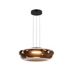 LED viseća svjetiljka Bassa, smeđa, Ø 45 cm, staklo, prigušiva