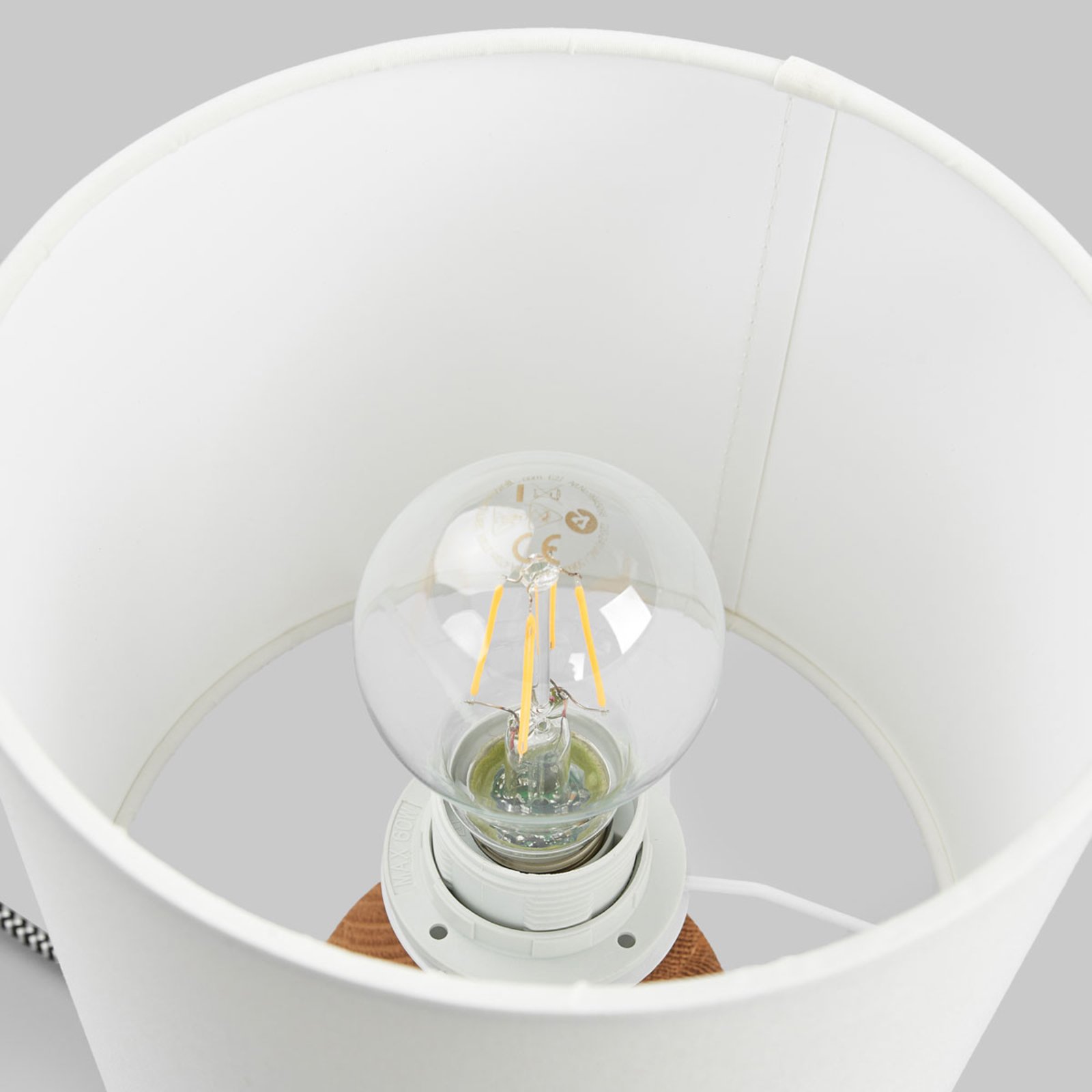 Tafellamp Trongo, cilinder geolied, lampenkap
