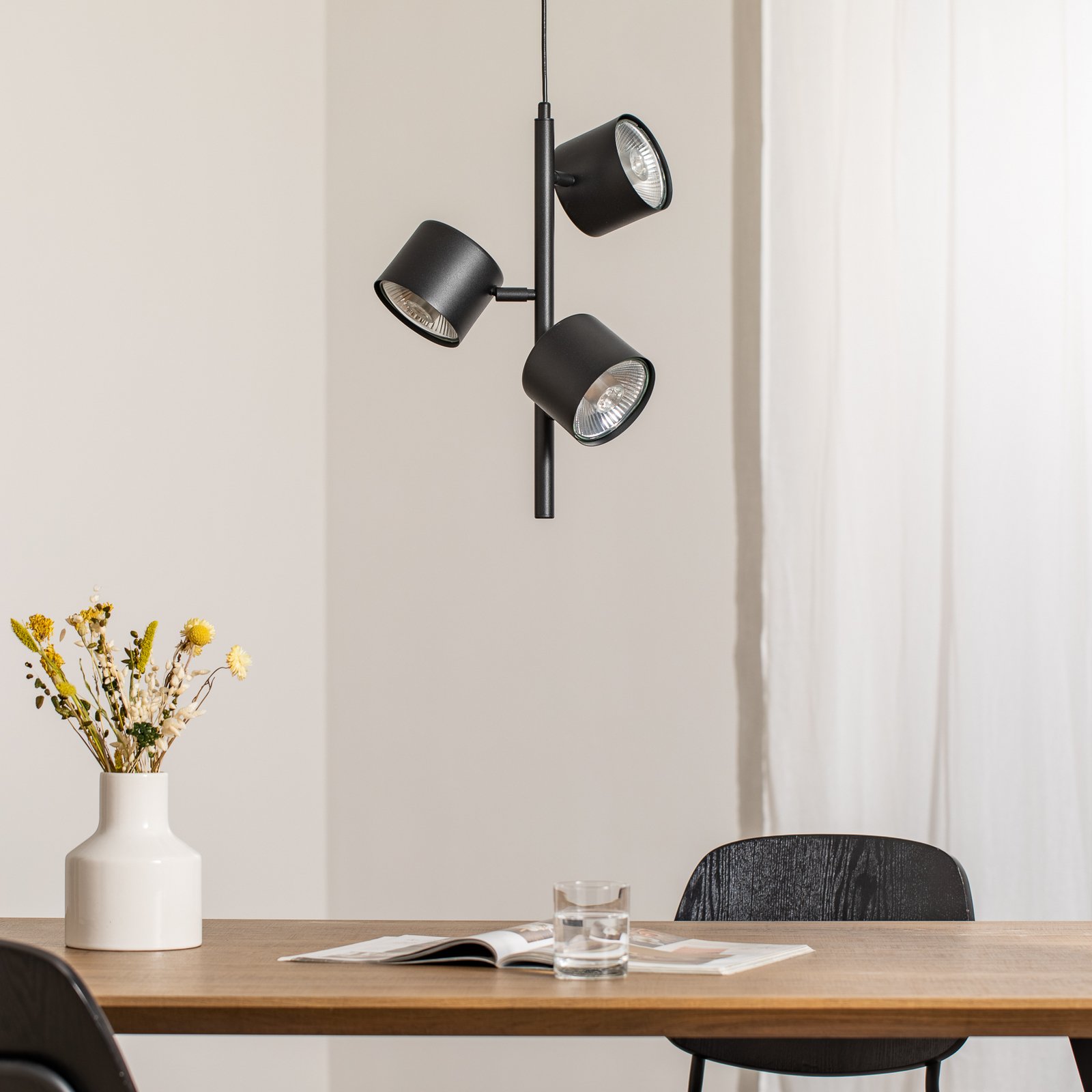 Pendellampa 1047E, 3 lampor, svart