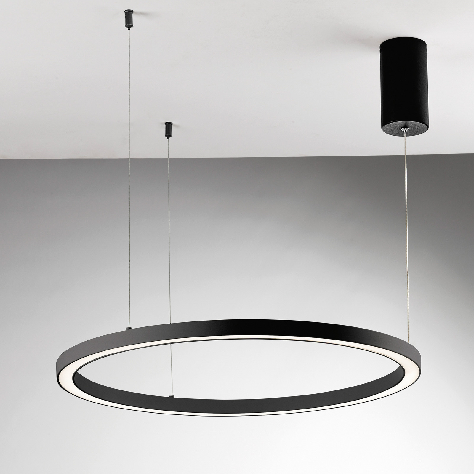 Luce Ambiente Design Lampă suspendată LED Hoop negru Ø 80 cm metal CCT - Camera de zi / sufragerie - Modern - Aluminiu