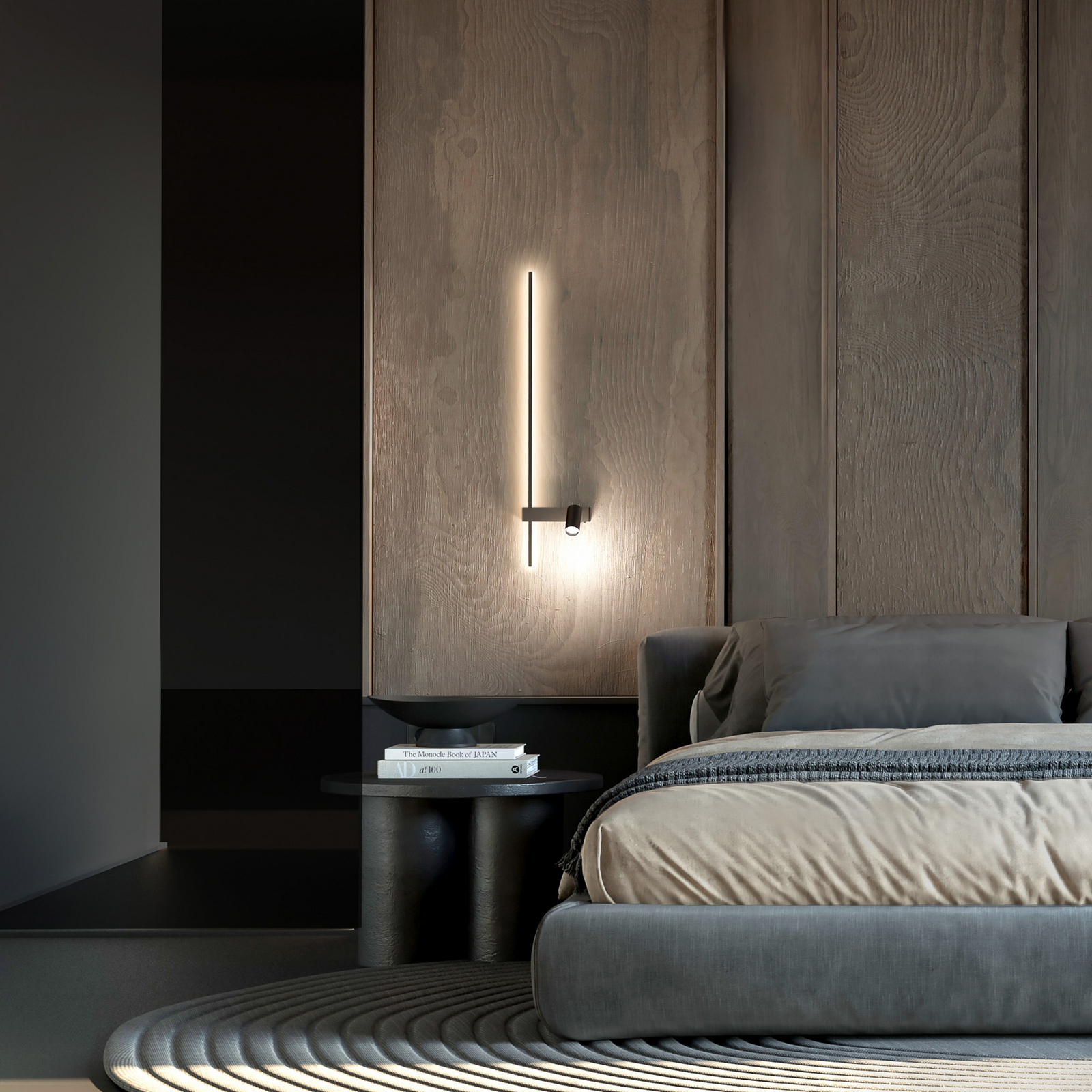 Wandlamp EASY LEFT, zwart Breedte 80 cm Metaal GU10 + LED