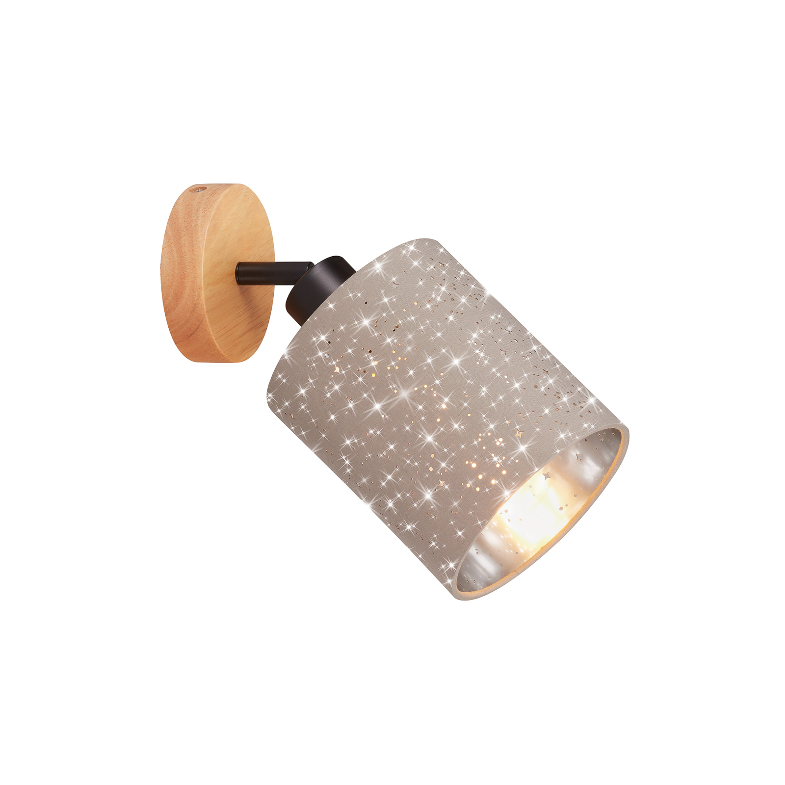 Wandspot Stofa mit Sternendekor, taupe, einflammig