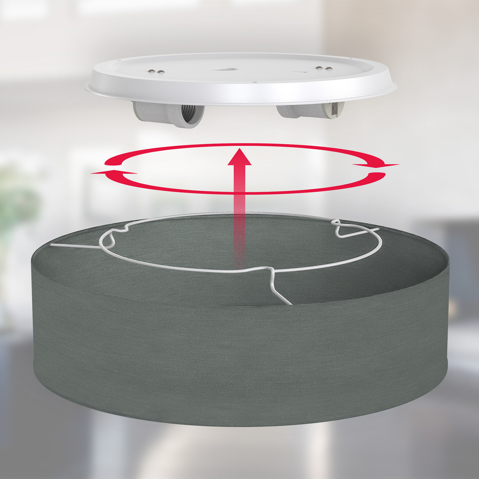 Plafondlamp Litora, grijs, Ø 38 cm, textiel, E27 Plafondlamp Litora, grijs, Ø 38 cm, textiel, E27