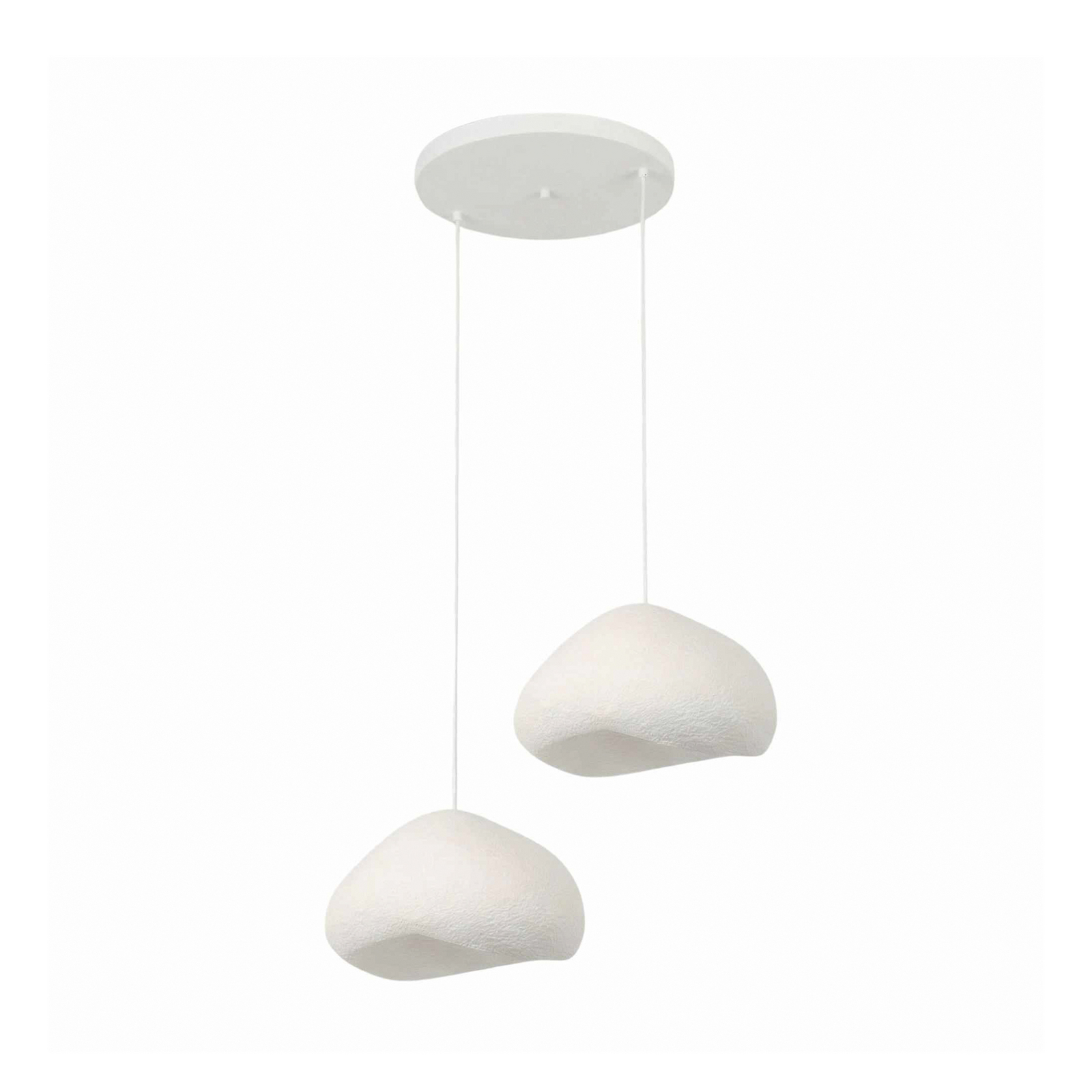 Lampada a sospensione Lora, bianca, larghezza 94 cm, a 2 luci, in fibra di Lampada a sospensione Lora, bianca, larghezza 94 cm, a 2 luci, in fibra di