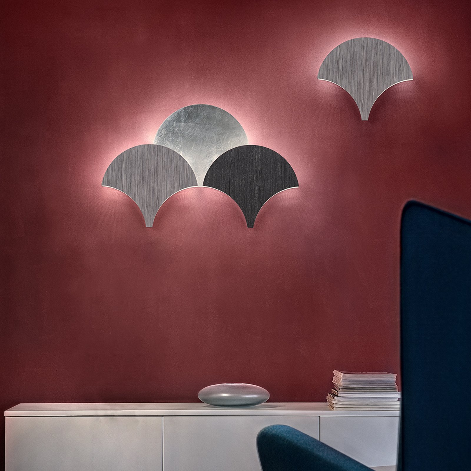 Palmu LED sienas lampa, sudraba krāsā