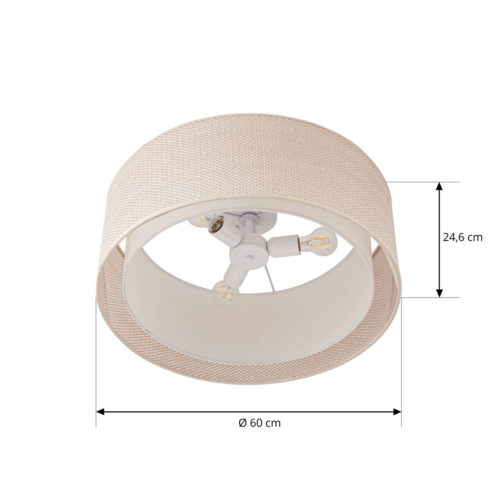 Lindby Deckenleuchte Soula, Ø 60 cm, beige, Kunststoff, E27 günstig online kaufen