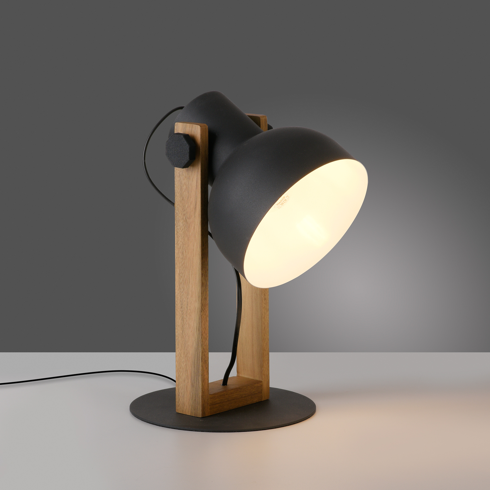 JUST LIGHT. Stolní lampa Cup 2.0, černá barva, kov