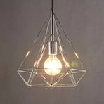 Chrome-plated pendant light Nael in cage shape